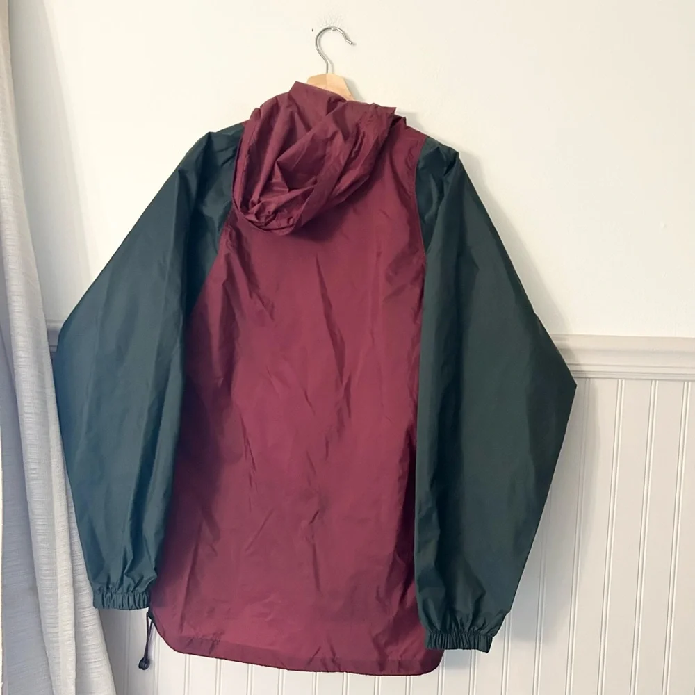 Vintage 90s Jansport Medium Burgundy and Dark Green Hooded Windbreaker Anorak